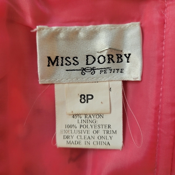 Vintage Miss Darby Pink Halter Beaded Floral Midi Dress Size 8 Petite - Picture 6 of 6